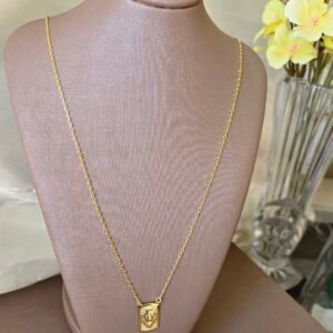 Cordão Dourado Unissex com Placa Leão – Estilo Escapulário Minimalista | Força e Proteção 🦁✨