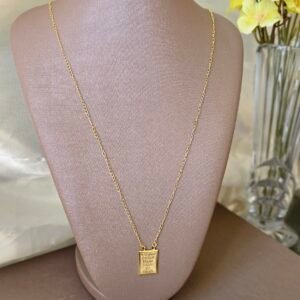 Cordão Unissex Dourado com Placa Pai Nosso – Fé e Proteção ✨🙏