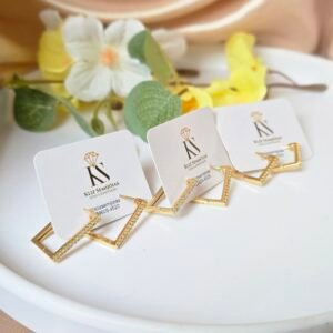 Brinco Feminino Argola Quadrada Click Cravejada em Zircônias