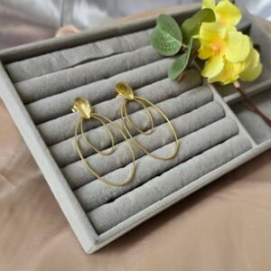 Brinco Feminino Dourado Modelo Argolas Duplas