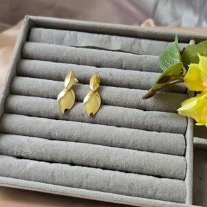 Brinco Feminino Folha Dourada Lisa