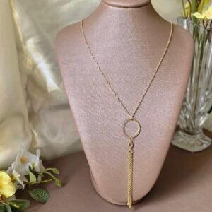 Colar Feminino Dourado Gravatinha Círculo