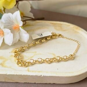 Pulseira Feminina Dourada Elo Português