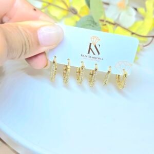 Trio Argola Oval Click Cravejada em Zircônias – P, M e G