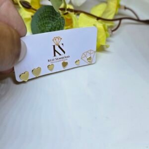 Trio de Brincos Coração Liso Dourado – Delicados e Atemporais
