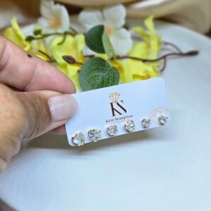 Trio de Brincos Coração Cravejados em Zircônias – Delicados e Elegantes