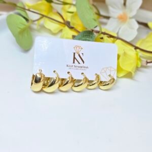 Trio de Brincos Argola Click Lisa Dourada (P, M e G)