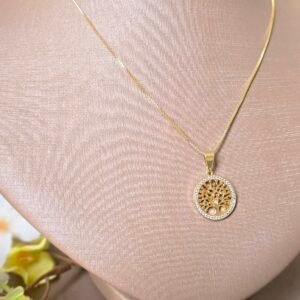 Colar Árvore da Vida Minimalista com Zircônias – Design Elegante e Perfeito para Presentear
